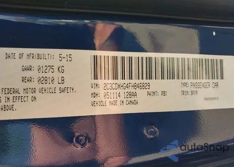 2015 Dodge Charger Sxt z USA, uszkodzony, nr VIN 2C3CDXHG4FH846829